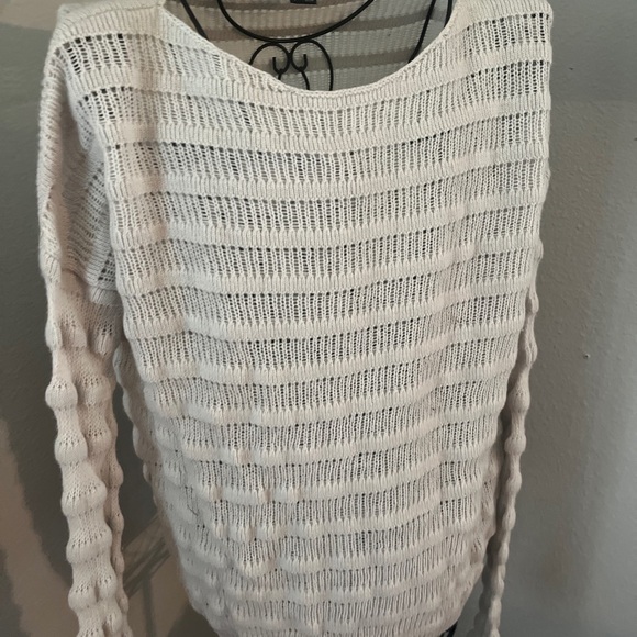 Theory 39862 Wool Open Knit Crochet Woman Sz S Long Sleeve Ripple Sweater - Picture 6 of 9